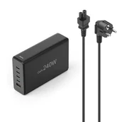 Ładowarki samochodowe - HAMA STACJA ŁADUJĄCA O MOCY 240W,4X USB-C, 1X USB-A, CZARNA - miniaturka - grafika 1