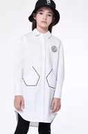 Koszulki dla dziewczynek - Karl Lagerfeld koszula bawełniana dziecięca kolor biały - miniaturka - grafika 1