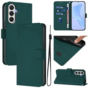 Do Samsung Galaxy A56 Etui Jednokolorowy portfel Skórzany pokrowiec na telefon z paskiem - ciemnozielony Wielobarwny Dark Green - Portfele - miniaturka - grafika 1