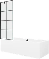 Wanny - Mexen Cube wanna prostokątna 170 x 80 cm z obudową i parawanem 1-skrzydłowym 70 cm, czarny wzór - 550517080X9507007077 - miniaturka - grafika 1
