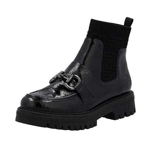 Rieker Damskie 47573 krótkie kozaki, czarne, 40 EU, czarny, 40 EU