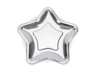 Party Deco Talerzyki Gwiazda srebrne - 23 cm - 6 szt. TPP34-018ME - Gadżety na imprezę - miniaturka - grafika 1