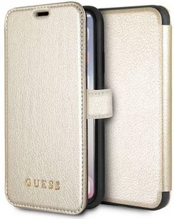 Guess Book Cover do iPhone X/XS złoty - Etui i futerały do telefonów - miniaturka - grafika 1