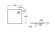 Syfony - Roca AP1033E83E801400 TERRAN Brodzik kwadratowy 1000 x 1000 mm SYFON W KPL CZARNY - miniaturka - grafika 1