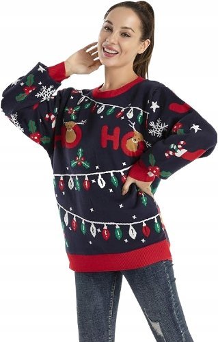 OFF THE RACK SWETER ŚWIĄTECZNY BEZ ZAPIĘCIA DŁUGI RĘKAW XXXL JZA