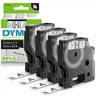 Etykiety do drukarek - DYMO Autentyczne etykiety D1, czarny nadruk na białym kolorze, 12 mm x 7 m, samoprzylepne etykiety do drukarek etykiet Manager, 4 sztuki - miniaturka - grafika 1