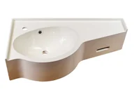 Umywalki - Umywalka wpuszczana w blat, dwuczęściowa, asymetryczna, biała, 85 x 43 cm - miniaturka - grafika 1