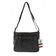 Torebki damskie - Duża zamszowa listonoszka A5 ,pojemna,dwie komory ,Włoska skórka szara VPA514G - miniaturka - grafika 1