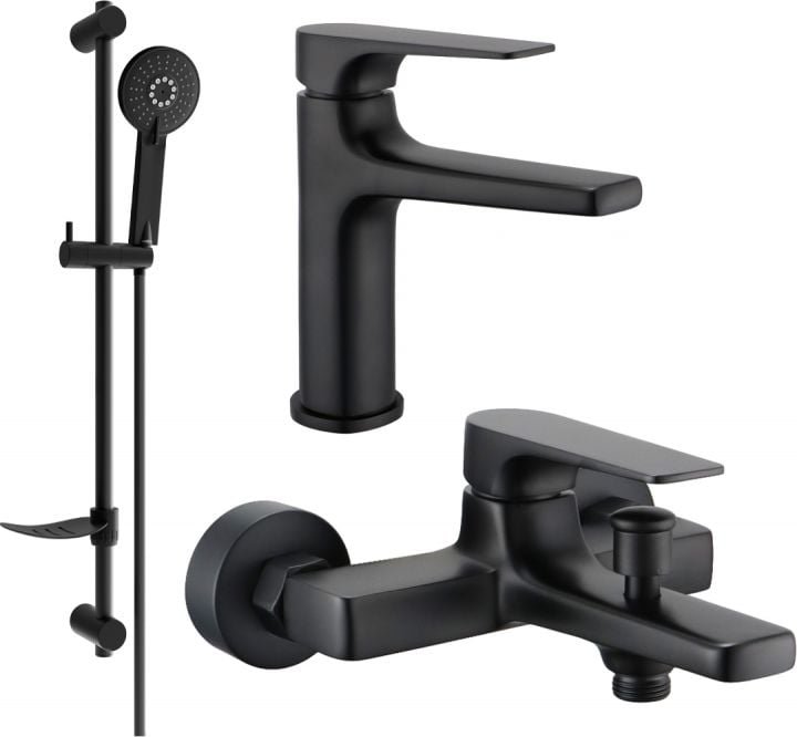 Mexen Lynx DF40 zestaw wannowy, czarny - 745903DF40-70