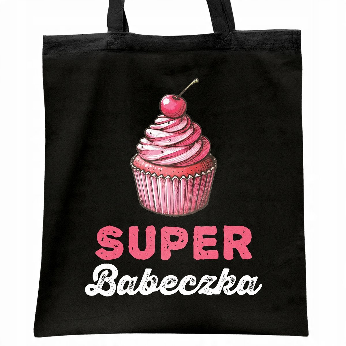 Torba bawełniana czarna na zakupy Super Babeczka Dzień Kobiet Dla Kobiety