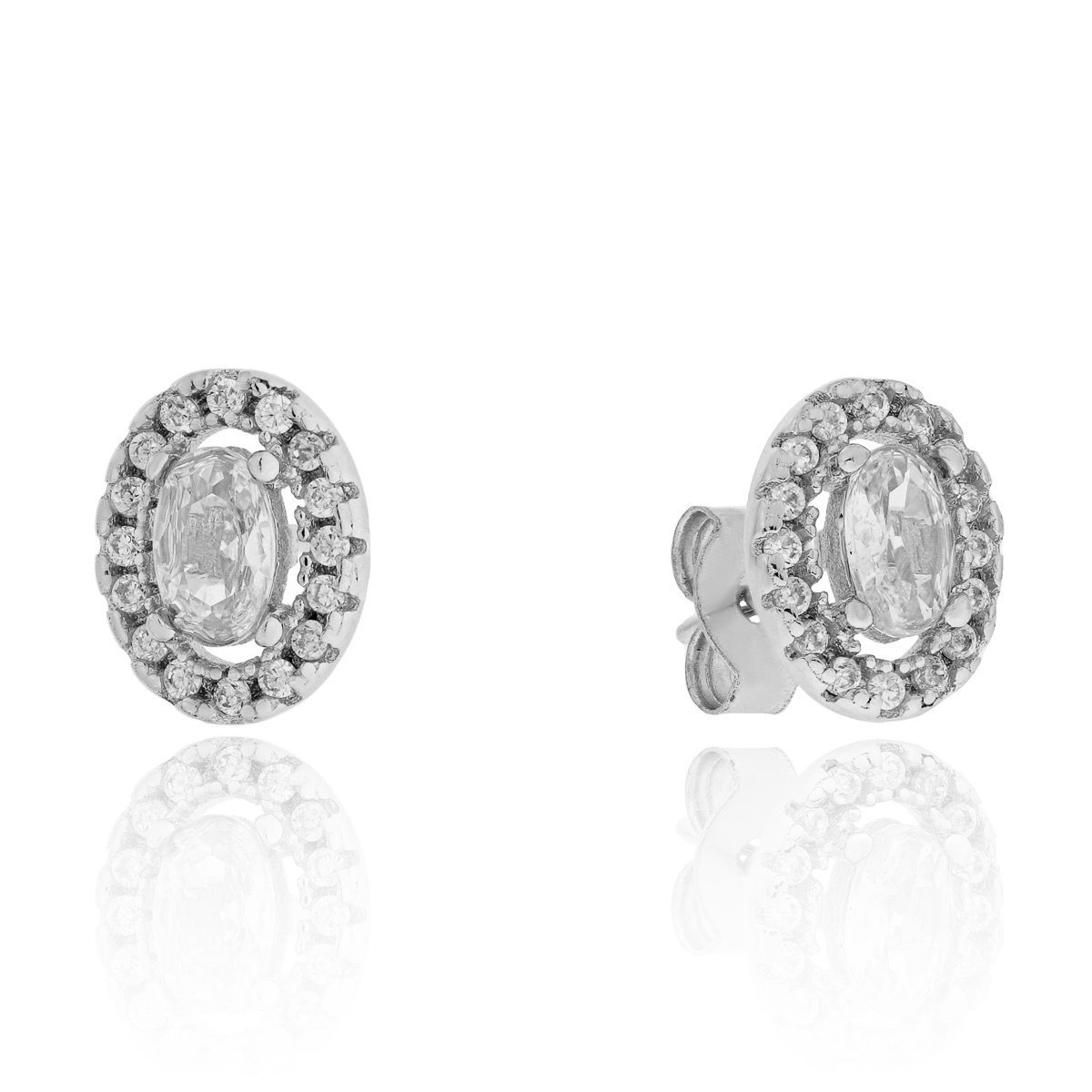 Srebrne kolczyki owalne z cyrkoniami sztyfty pr. 925