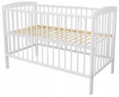 Łóżka dla dzieci i młodzieży - Białe łóżeczko niemowlęce Andrzej 120x60 sosnowe norma Ue - miniaturka - grafika 1