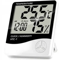 Stacje pogodowe - Stacja Pogody Termometr Higrometr Elektroniczny Miernik Wilgotności Zegar - miniaturka - grafika 1