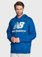 Bluzy męskie - New Balance Bluza Essentials Stacked Logo MT03558 Niebieski Relaxed Fit - miniaturka - grafika 1