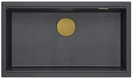 Zlewozmywaki - QUADRON Zlewozmywak (76x44) DASH 110 czarny mat, elementy złote HQD7644U7_PVDG1_U - miniaturka - grafika 1