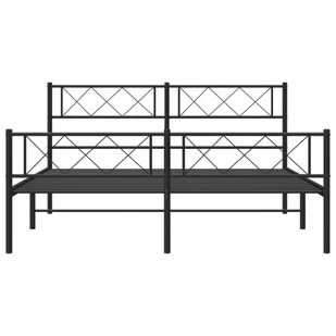 Metalowa rama łóżka z wezgłowiem i zanóżkiem, czarna, 140x190cm Lumarko! - Łóżka - miniaturka - grafika 5