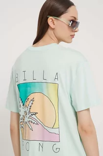 Koszulki sportowe damskie - Billabong t-shirt bawełniany damski kolor turkusowy - grafika 1