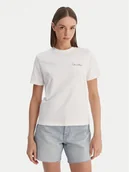 Koszulki i topy damskie - Calvin Klein T-Shirt Calvin Klein-Lv047E809G Yaa LV047E809G Biały Classic Fit - miniaturka - grafika 1
