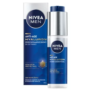 Nivea Men Hyaluron, Przeciwzmarszczkowy Żel Do Twarzy, 50 Ml - Żele do mycia twarzy - miniaturka - grafika 1