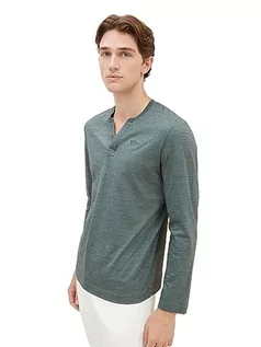 Koszulki męskie - TOM TAILOR Koszulka męska z długim rękawem, 32448 - Green Dust Stripy Inject, XL - grafika 1