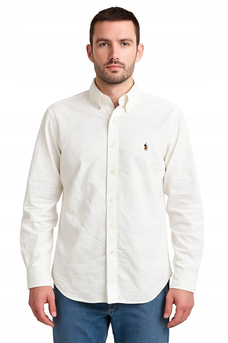 RALPH LAUREN BIAŁA KOSZULA BAWEŁNIANA Z KOŁNIERZYKIEM BUTTON DOWN L 1JPA