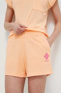 Spodenki damskie - Columbia szorty damskie kolor pomarańczowy gładkie high waist - grafika 1