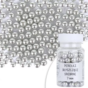 Posypka cukrowa PEREŁKI BŁYSZCZĄCE SREBRNE ⌀ 7 mm Sweet Decor, 40 g - Dodatki do ciast w proszku - miniaturka - grafika 1