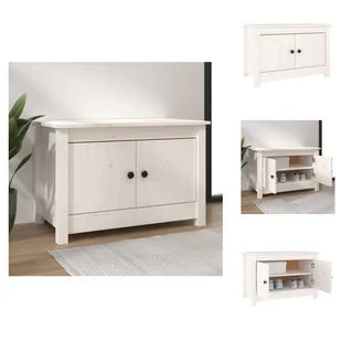 vidaXL Szafka na buty biała 70x38x45,5 cm lite drewno sosnowe - Stojaki i szafki na buty - Szafki na buty - miniaturka - grafika 1