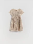 Sukienki i spódniczki dla dziewczynek - Reserved - Sukienka z błyszczącą nicią - beżowy - miniaturka - grafika 1
