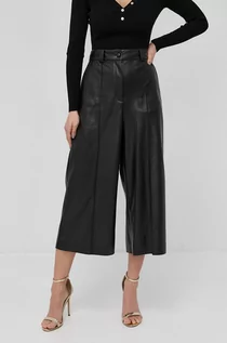 Spodnie damskie - BOSS Spodnie damskie kolor czarny fason culottes high waist - grafika 1