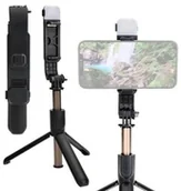 Selfie stick - Bizon Kijek do selfie / tripod z lampą i pilotem Accessories Selfie Lamp, czarny - miniaturka - grafika 1