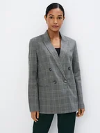 Marynarki i żakiety damskie - Mohito - Dwurzędowa marynarka w kratę - szary - miniaturka - grafika 1