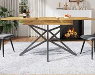 Stoły - Rozkładany stół jadalny 120-160x80 cm z czarnymi metalowymi nogami w kształcie gwiazdy, solidnym blatem z płyty MDF i nowoczesnym wzornictwem - miniaturka - grafika 1