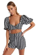 Koszule damskie - Trendyol Damska koszula w paski, tkany, dwuczęściowy zestaw, Bardzo kolorowy, 14 - miniaturka - grafika 1