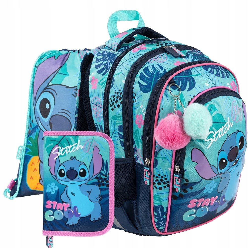 Zestaw Plecak tornister szkolny 4-komorowy Disney Lilo i Stitch Stay Cool