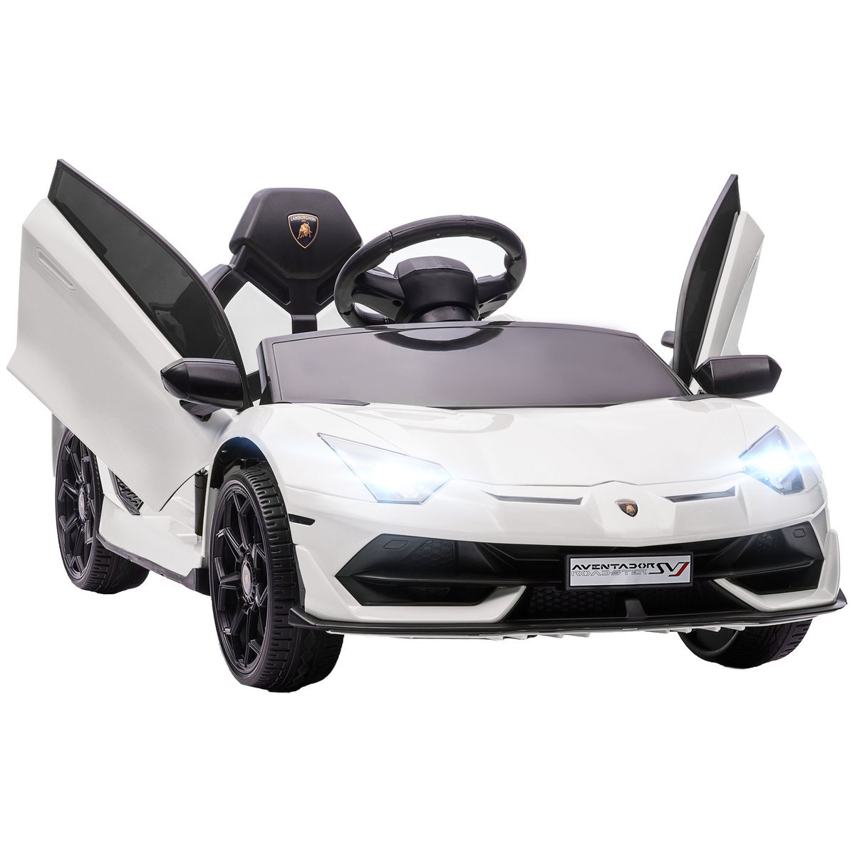 HOMCOM LAMBORGHINI AVENTADOR SVJ ROADSTER 12V Elektryczny samochodzik z pilotem 2.4G, 2 silnikami, dziecięcy samochodzik z klaksonem MP3, muzyką, ła..