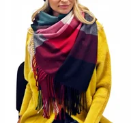 Apaszki i szaliki damskie - Modny Damski szalik KRATA Chusta SZAL frędzle wz9 - miniaturka - grafika 1