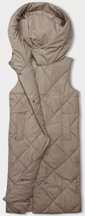DŁUGA KAMIZELKA DAMSKA OVERSIZE CIEMNY BEŻ (5M3165-84) - J STYLE - Kamizelki damskie - miniaturka - grafika 1