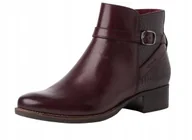 Botki damskie - TAMARIS DAMSKIE BOTKI NA ZAMEK BORDOWE ZE SKÓRĄ 40 JŁA - miniaturka - grafika 1