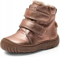 Botki damskie - Bissgard Botki Dziewczęce Różowe Złoto na Rzepy Skórzane Ocieplane 25 Ż_c - miniaturka - grafika 1