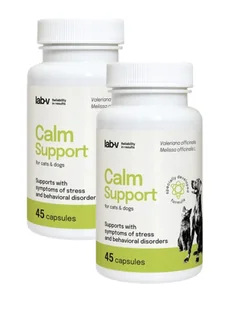 LAB-V Calm Support – Wspomaganie przy objawach stresu i zaburzeniach behawioralnych 2x45 kapsułek - Suplementy i witaminy dla psów - miniaturka - grafika 1