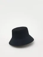 Czapki damskie - Reserved - Pleciony kapelusz z bawełny - czarny - miniaturka - grafika 1
