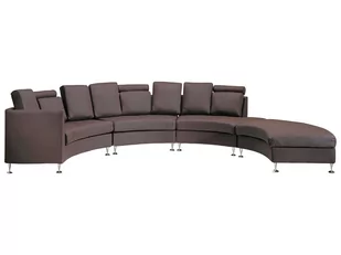 Beliani Sofa półokrągła 7-osobowa skórzana modułowa brązowa ROTUNDE 3740 - Sofy i kanapy - miniaturka - grafika 1