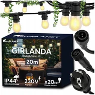 Lampy ogrodowe - Girlanda Ogrodowa Świetlna LED 20m 21xE27 Komplet z Żarówkami Wodoszczelna - miniaturka - grafika 1