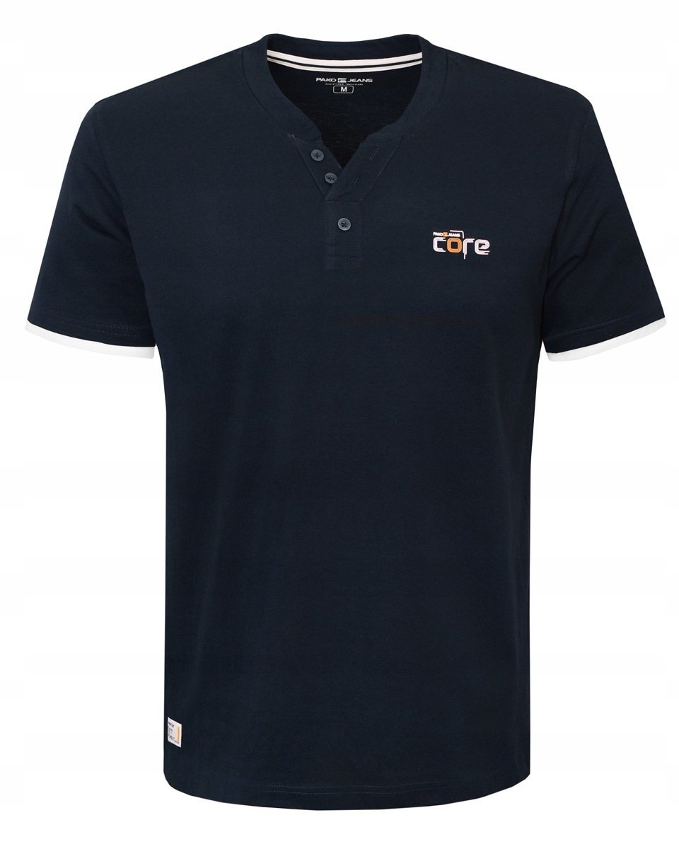 T-SHIRT Męski Koszulka w Serek GRANATOWA Bawełniana FREAK L Pako Jeans