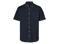 Koszule męskie - LIVERGY® Koszula męska z lnem i bawełną (Granatowy, M (39/40)) - miniaturka - grafika 1