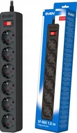 Listwy zasilające - Listwa przeciwprzepięciowa SVEN SF-06E 3,0 m, 6 gniazd czarna SV-022051 - miniaturka - grafika 1