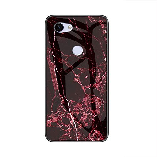 SHIEID Etui na telefon komórkowy do Google Pixel 3a, marmurowe szkło hartowane i silikonowa krawędź hybrydowa twarda obudowa odporna na uderzenia, zarysowania etui na telefon komórkowy do Google Pixel 3a (czerwone)