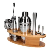 Shakery barmańskie - Zestaw barmański 11 elementów z podstawką owalną srebrny - miniaturka - grafika 1