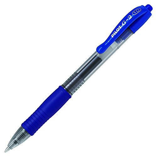 Pilot 14699 G2 10 długopis pisanie szeroki atrament żelowy wysuwany do ponownego ładowania korpus przezroczysty uchwyt guma 0,6 mm niebieski